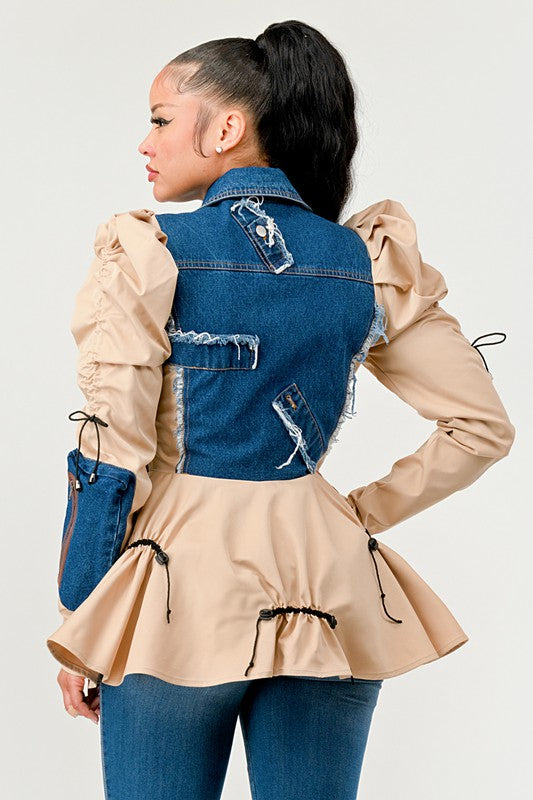 Peplum Panache Denim Jacket Athina   