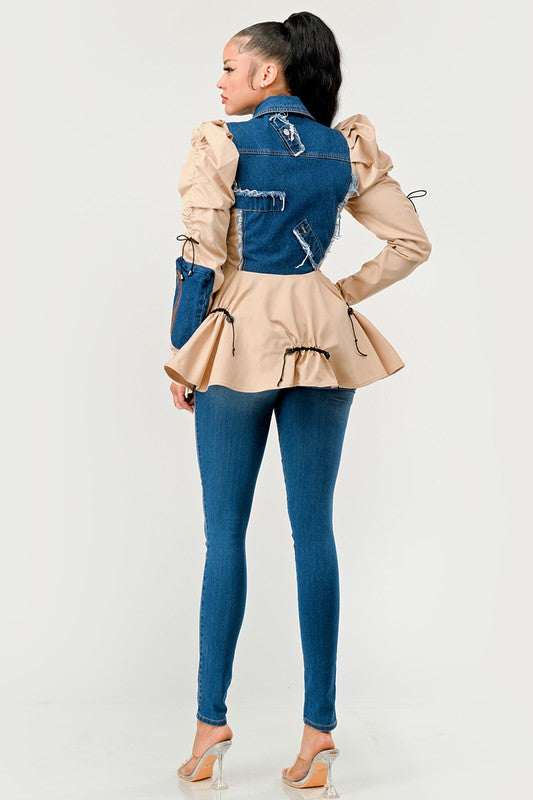 Peplum Panache Denim Jacket Athina   