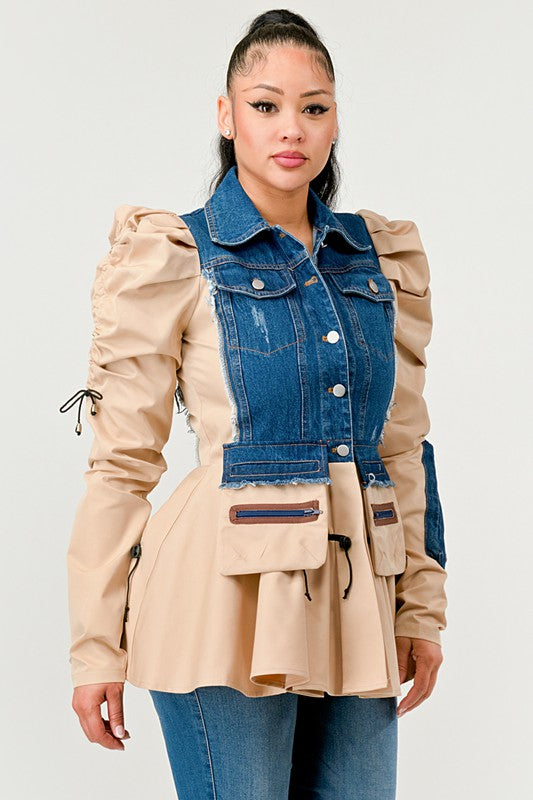 Peplum Panache Denim Jacket Athina   