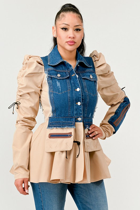 Peplum Panache Denim Jacket Athina   