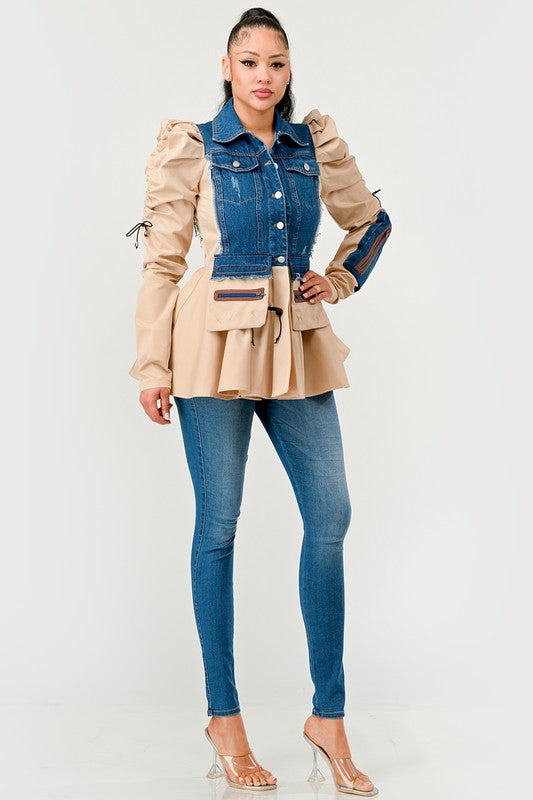 Peplum Panache Denim Jacket Athina   