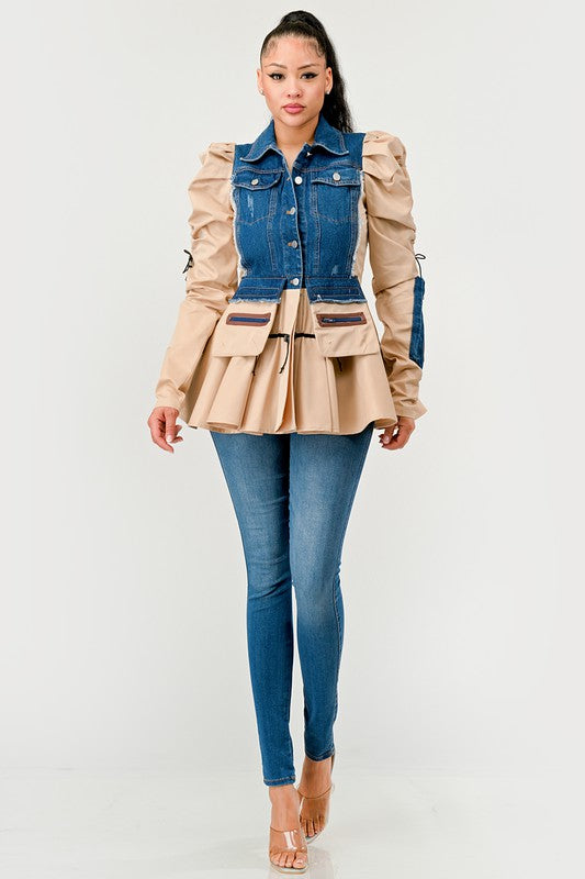 Peplum Panache Denim Jacket Athina   