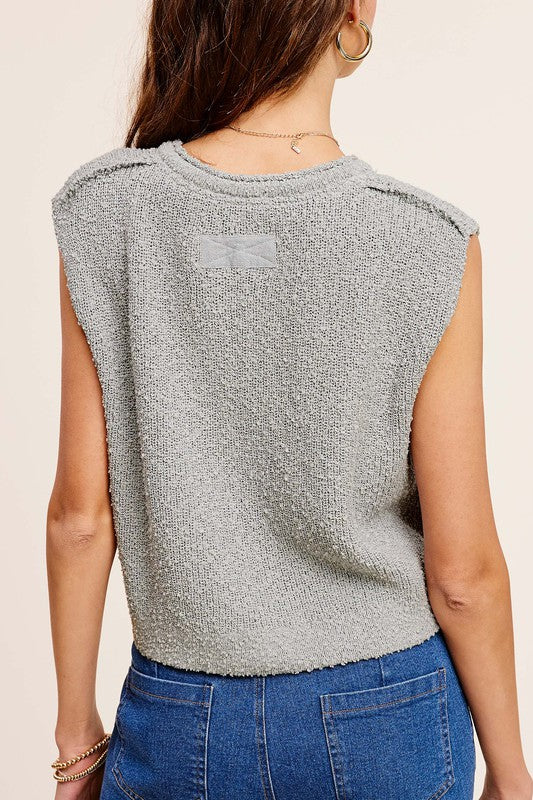 Slouchy Cropped Extended Sleeve Sweater Top La Miel   