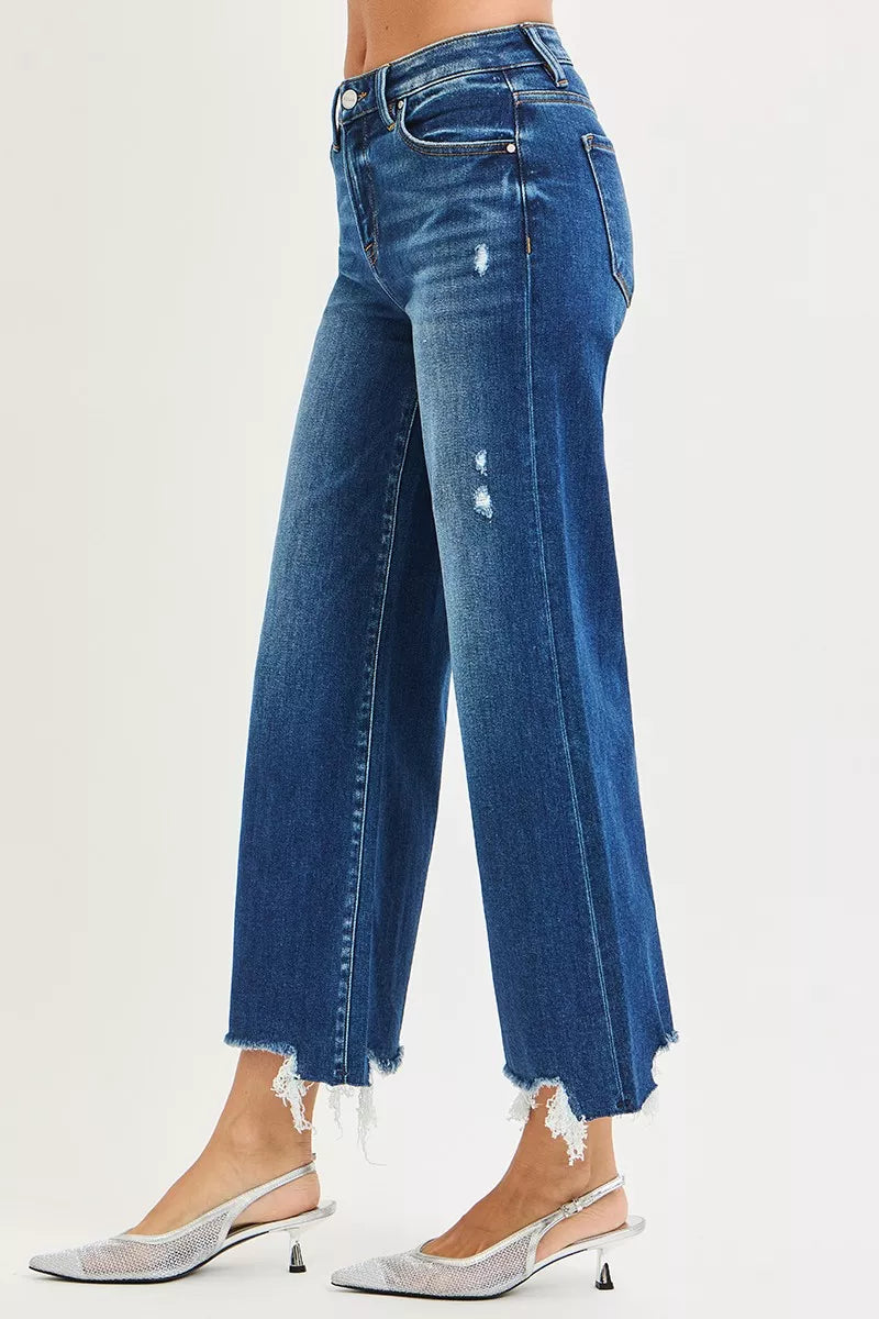 High Rise Crop Wide Leg Jeans Risen