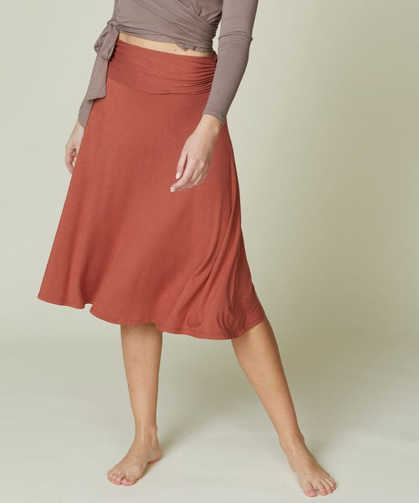 Bamboo Flared Mid Length Skirt Fabina   