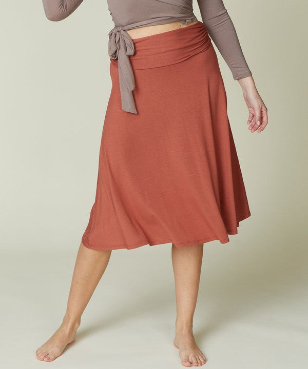 Bamboo Flared Mid Length Skirt Fabina   