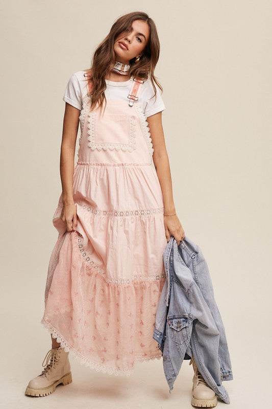 Laced and Tiered Romantic Overall Maxi Dress Listicle   