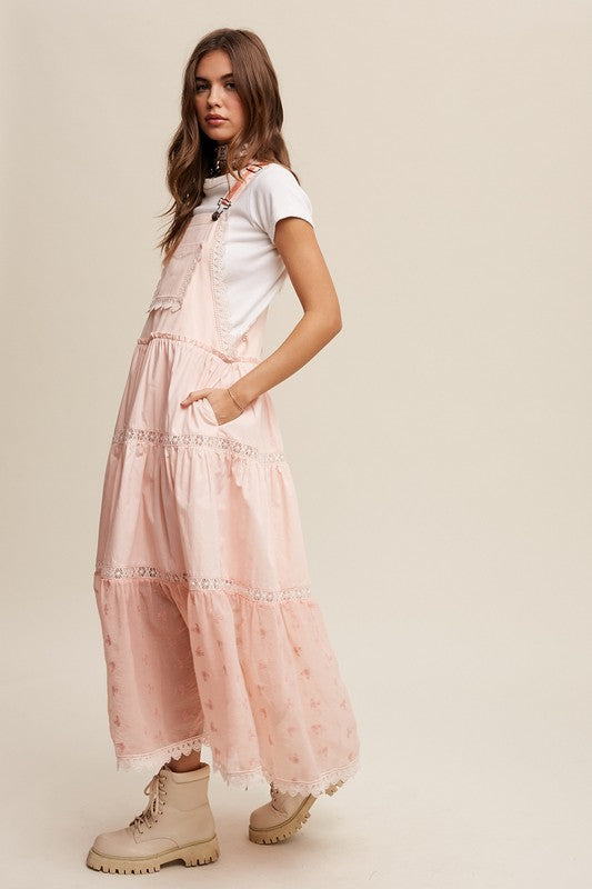 Laced and Tiered Romantic Overall Maxi Dress Listicle   