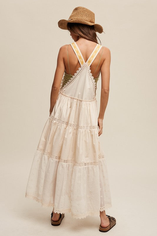 Laced and Tiered Romantic Overall Maxi Dress Listicle   