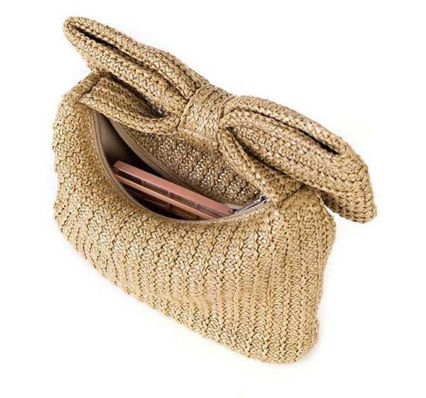 Bow Clutch Woven Purse Miss Sparkling   