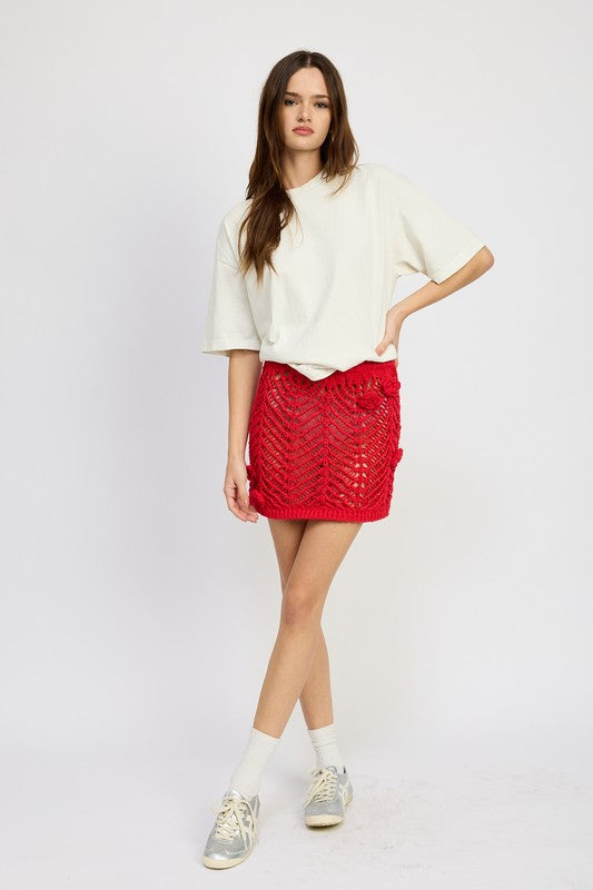 Red Crochet Cordelia Mini Skirt Emory Park   