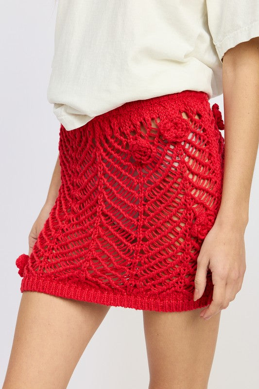 Red Crochet Cordelia Mini Skirt Emory Park   