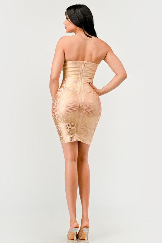 Gilded Glamour Strapless Bodycon Dress Athina   