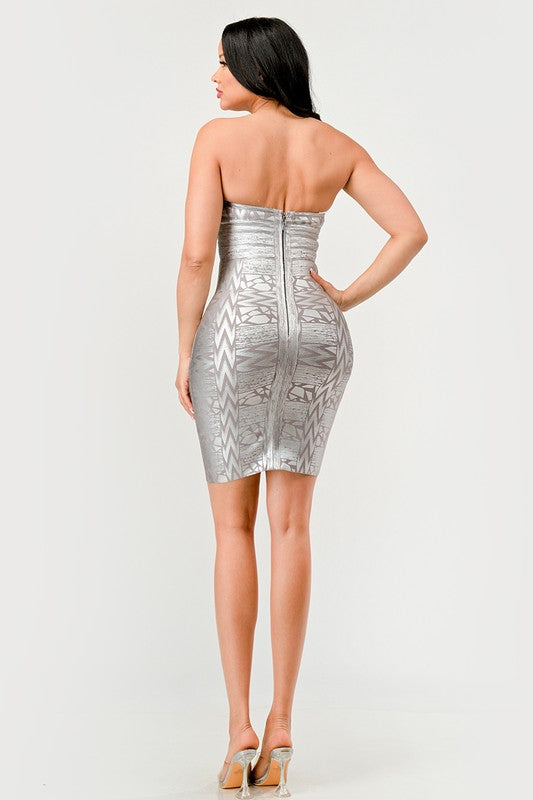 Gilded Glamour Strapless Bodycon Dress Athina   