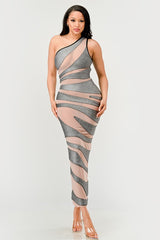 Metallic Bandage Mesh Insert Dress Athina   