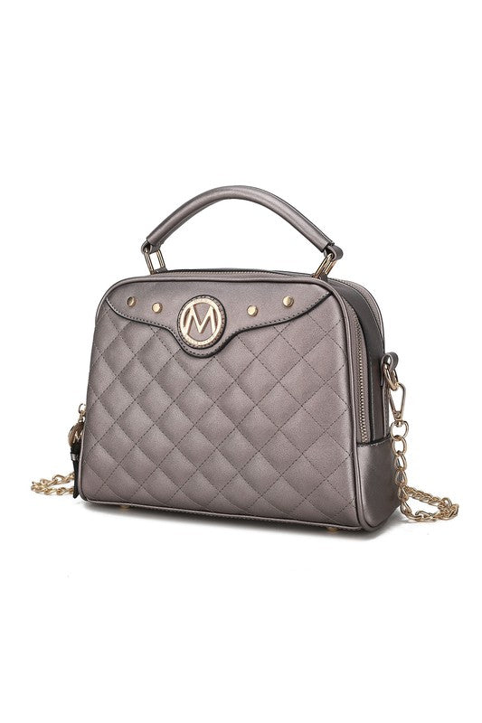 Samira Quilted Satchel Bag by Mia K MKF Collection by Mia K Pewter One Size 