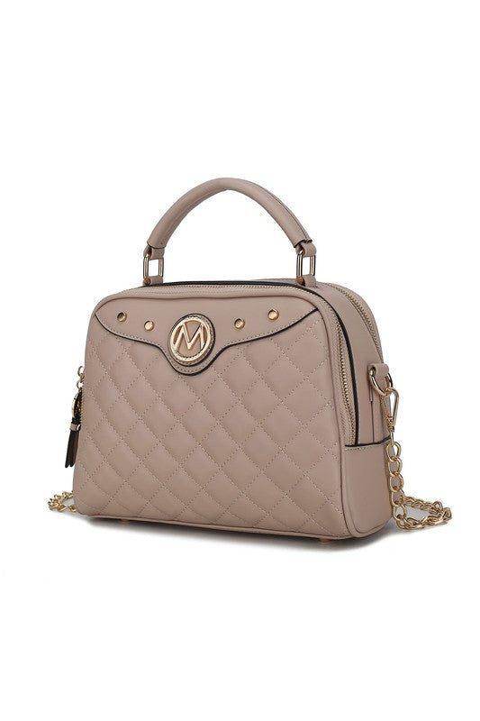 Samira Quilted Satchel Bag by Mia K MKF Collection by Mia K Taupe One Size 