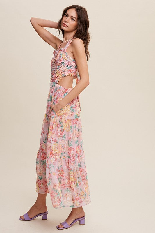 Floral Bubble Textured Two-Piece Style Maxi Dress Listicle   