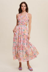 Floral Bubble Textured Two-Piece Style Maxi Dress Listicle   