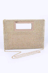 Rhinestone Studded Evening Convertible Clutch Bag Artini Accessories Gold O/S 