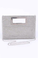 Rhinestone Studded Evening Convertible Clutch Bag Artini Accessories Silver O/S 