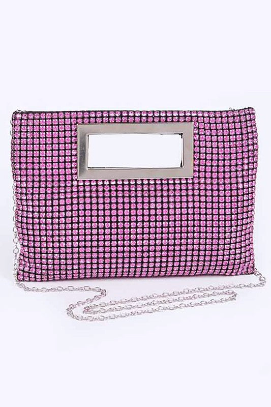 Rhinestone Studded Evening Convertible Clutch Bag Artini Accessories Fuchsia O/S 