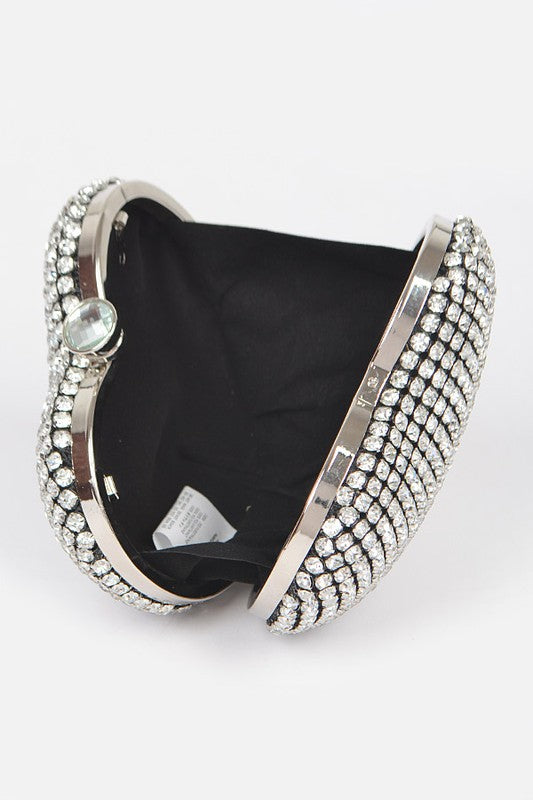 Glamorous Heart Shaped Rhinestone Box Clutch with Chain Strap Artini Accessories   