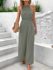 Geometric Patterned Wide Leg Sleeveless Jumpsuit Miss Sparkling   