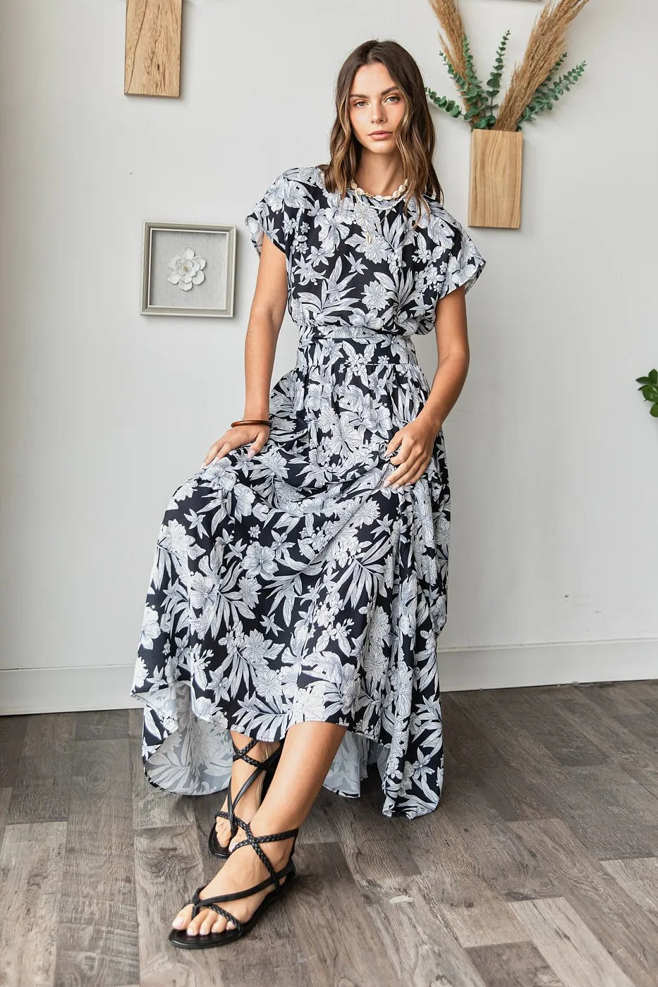 Tropical Print Top and Skirt Set Mittoshop