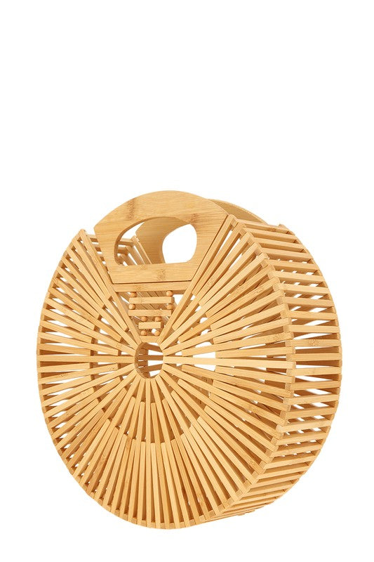 Natural Bamboo Ark Hand Round Clutch ICCO ACCESSORIES   