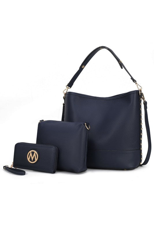 Wren Hobo with Pouch & Wristlet Set by Mia K MKF Collection by Mia K Navy One Size 