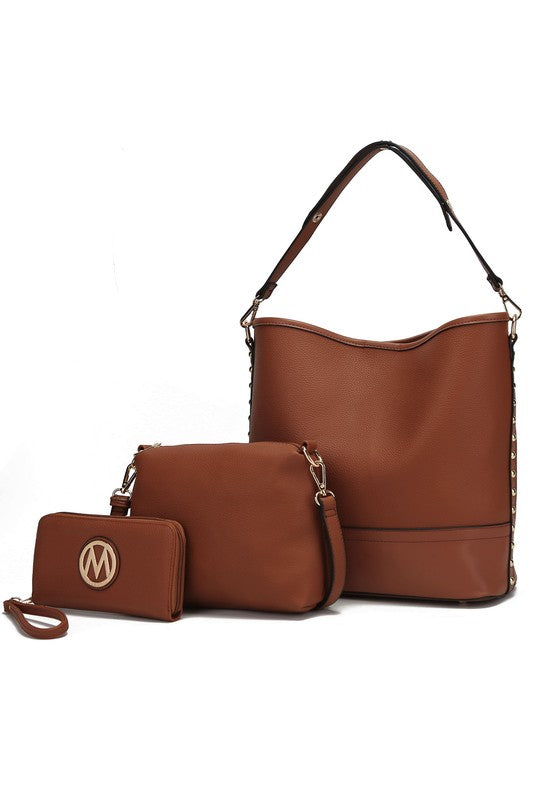 Wren Hobo with Pouch & Wristlet Set by Mia K MKF Collection by Mia K Cognac One Size 