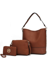 Wren Hobo with Pouch & Wristlet Set by Mia K MKF Collection by Mia K Cognac One Size 