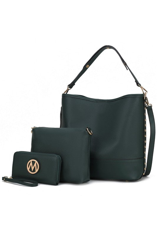 Wren Hobo with Pouch & Wristlet Set by Mia K MKF Collection by Mia K Forest Green One Size 