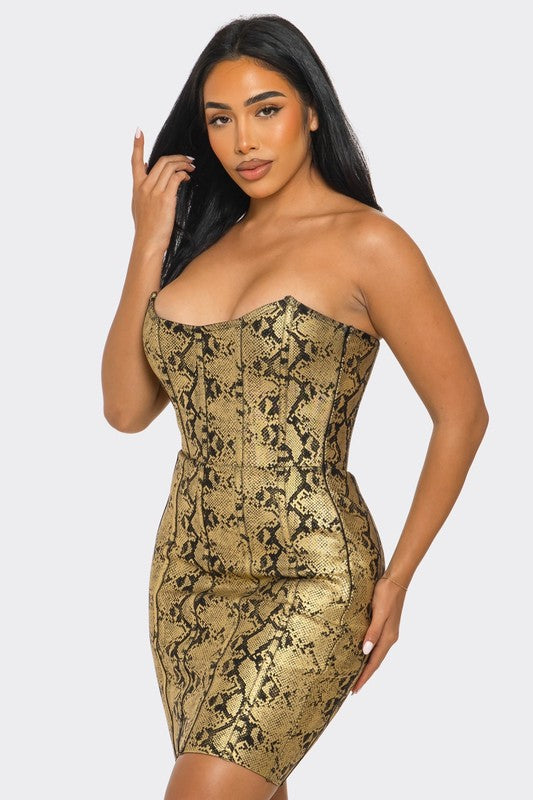 Serpentine Glamour Bodycon Strapless Dress Athina   