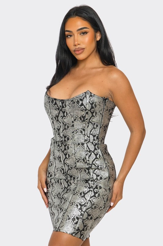 Serpentine Glamour Bodycon Strapless Dress Athina   