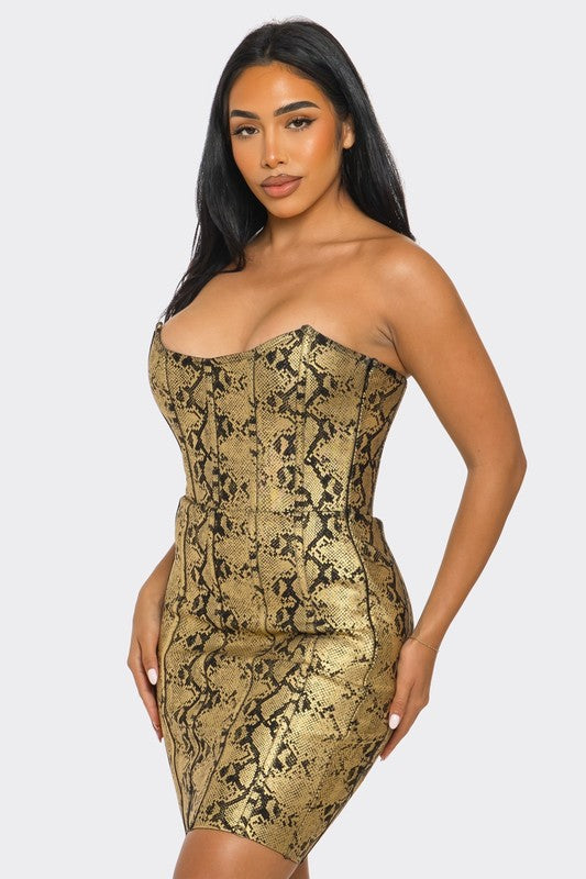 Serpentine Glamour Bodycon Strapless Dress Athina   