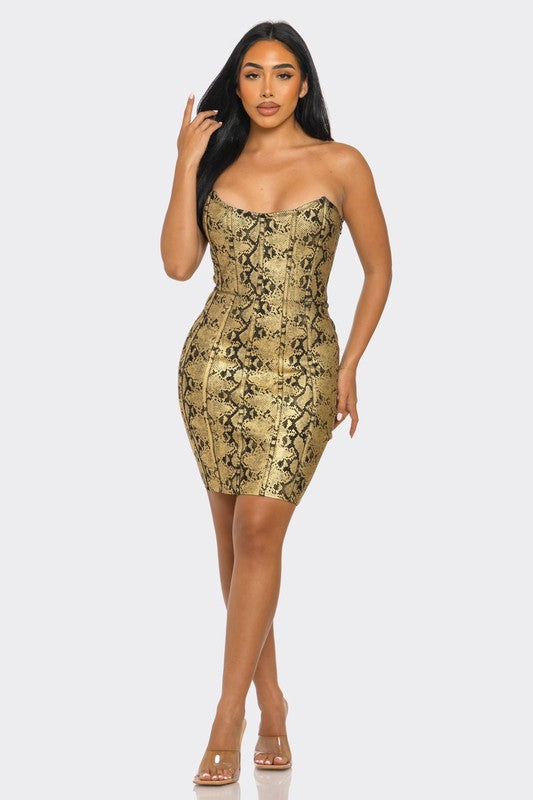 Serpentine Glamour Bodycon Strapless Dress Athina   