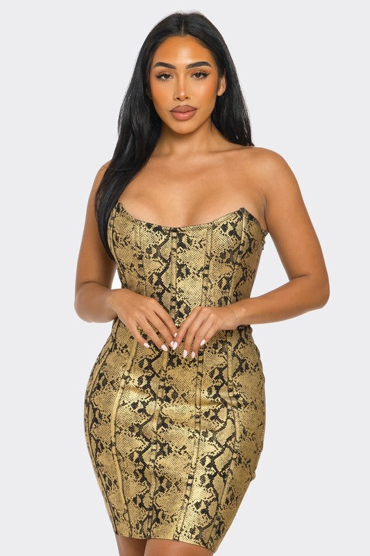 Serpentine Glamour Bodycon Strapless Dress Athina   