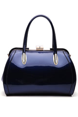 Marlene Patent Satchel Handbag by Mia K MKF Collection by Mia K Navy One Size 