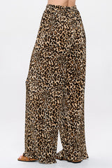 Leopard Print Plisse High Waist Pants Renee C.   