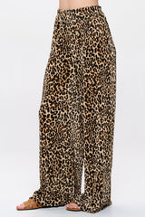 Leopard Print Plisse High Waist Pants Renee C.   