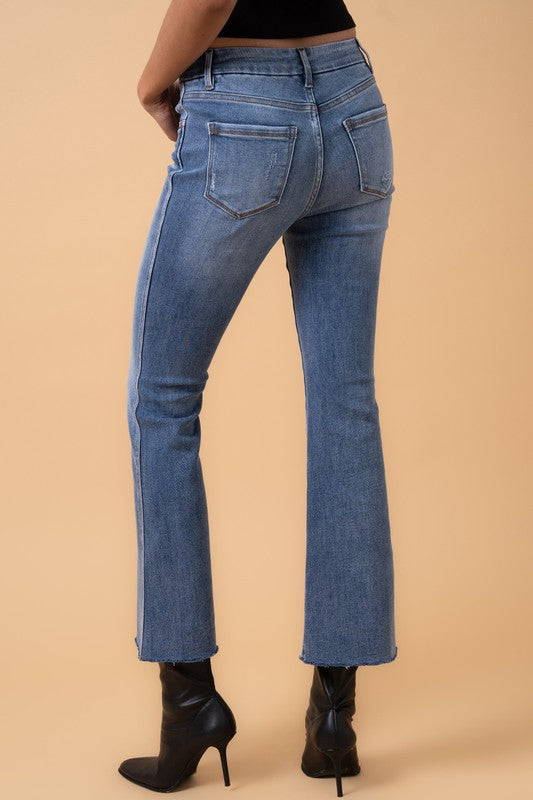 Mid Rise Cropped Flare Jeans Insane Gene   