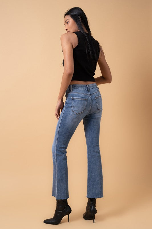 Mid Rise Cropped Flare Jeans Insane Gene   