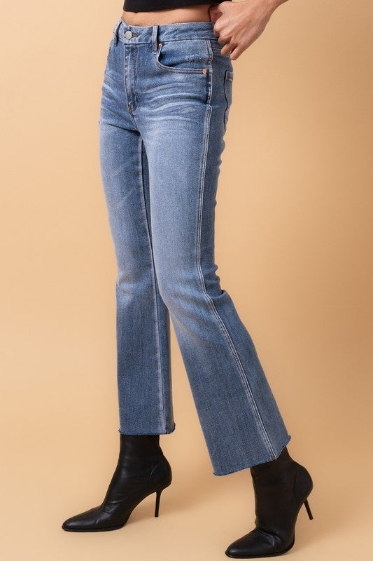 Mid Rise Cropped Flare Jeans Insane Gene   