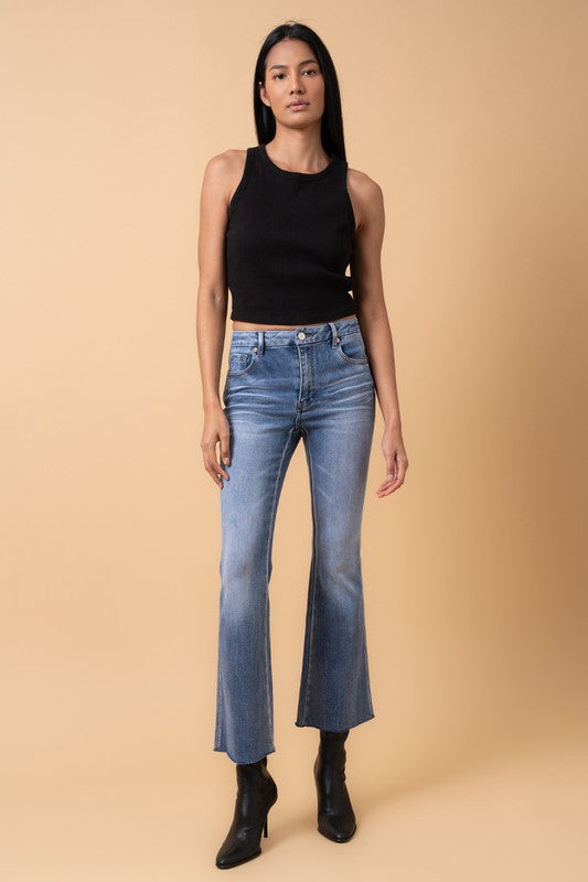 Mid Rise Cropped Flare Jeans Insane Gene   