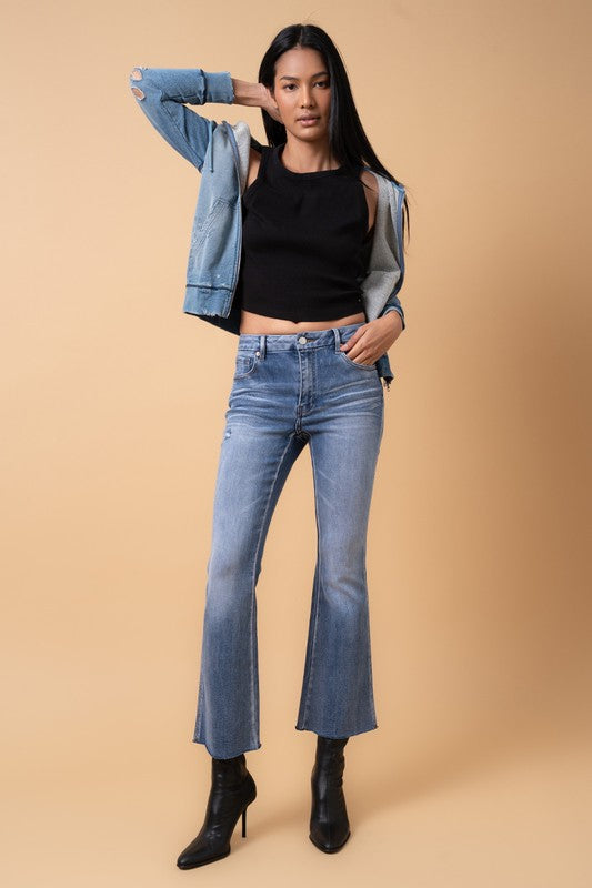 Mid Rise Cropped Flare Jeans Insane Gene DARK DENIM 9 