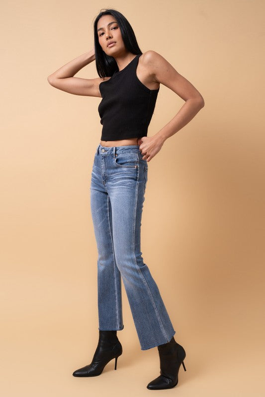 Mid Rise Cropped Flare Jeans Insane Gene   