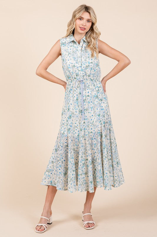 Floral Eyelet Midi Sundress GeeGee   