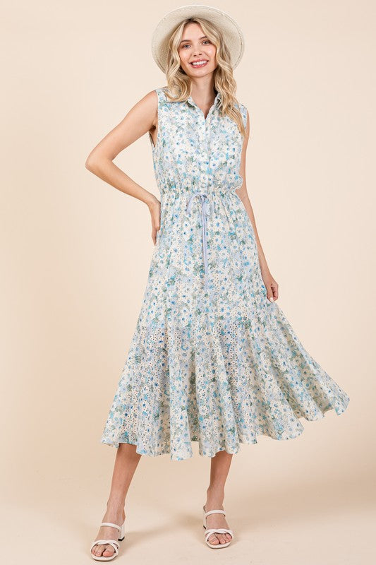 Floral Eyelet Midi Sundress GeeGee   